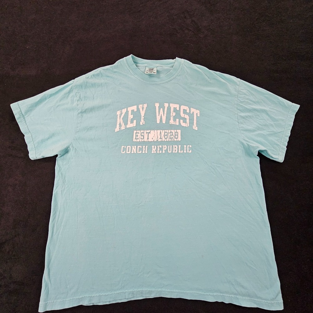 Key West Conch Republic Blue Short Sleeve Cotton T-Shirt Men's 2XL